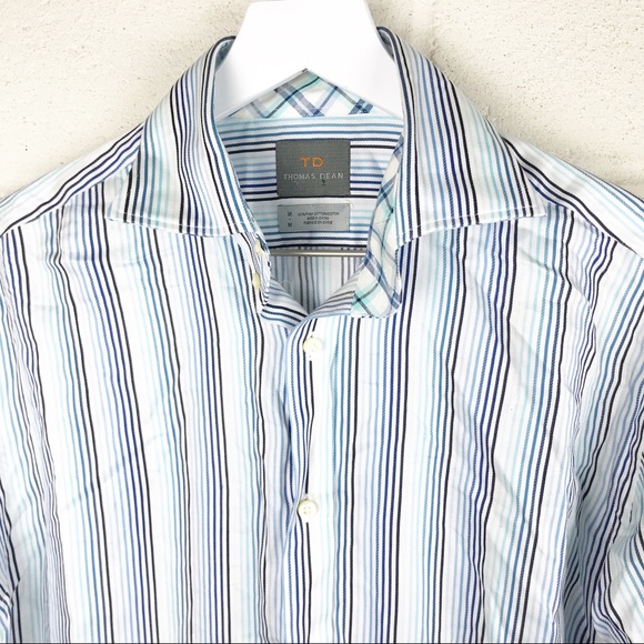 Thomas Dean 100% Pima Cotton Stripe Button Down - Picture 5 of 8